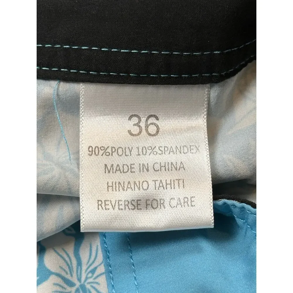 Hinano Tahiti Hawaiian Board Shorts Unlined Men's 36 All Over Print Floral Swim